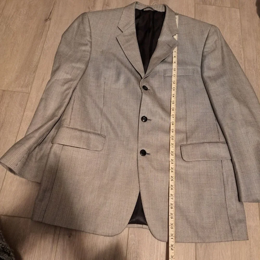 Stafford Blazer Mens 40R‎ White Black Silk Wool Pattern Business Jacket
